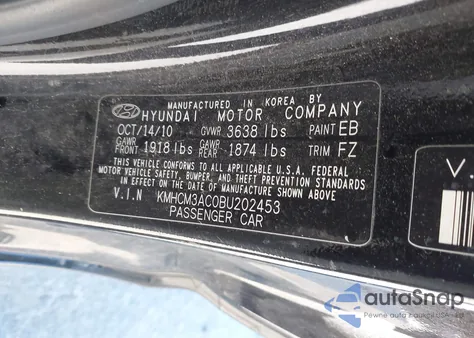 2011 Hyundai Accent Gs from USA, damaged, VIN KMHCM3AC0BU202453